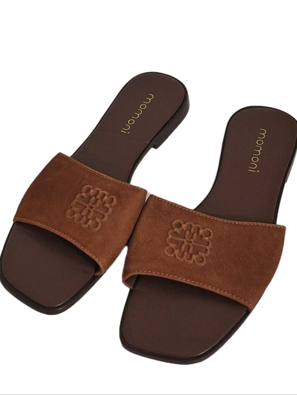 Momoni Tuccia Brown Italian Leather Suede Slide Flat Sandal Womens Size 40 / 9.5
